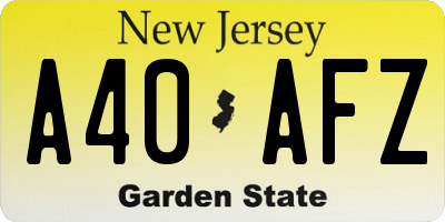 NJ license plate A40AFZ