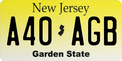 NJ license plate A40AGB