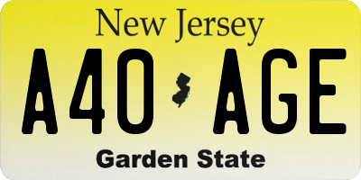 NJ license plate A40AGE