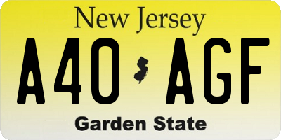NJ license plate A40AGF