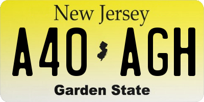 NJ license plate A40AGH