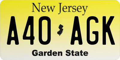 NJ license plate A40AGK