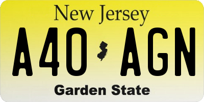 NJ license plate A40AGN