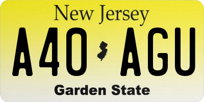NJ license plate A40AGU