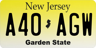 NJ license plate A40AGW