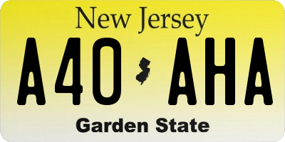 NJ license plate A40AHA
