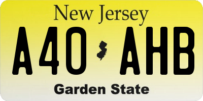NJ license plate A40AHB