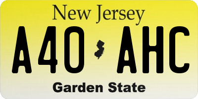 NJ license plate A40AHC