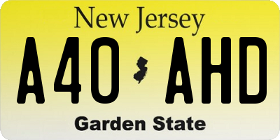 NJ license plate A40AHD