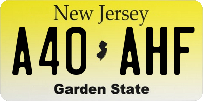 NJ license plate A40AHF