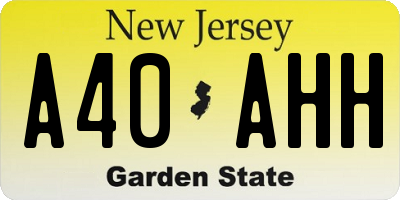 NJ license plate A40AHH