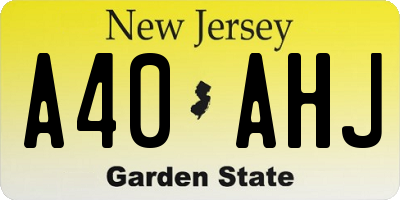 NJ license plate A40AHJ