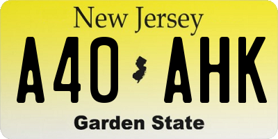 NJ license plate A40AHK