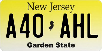 NJ license plate A40AHL