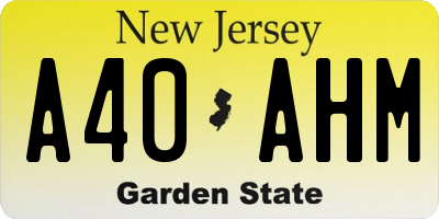 NJ license plate A40AHM