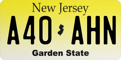 NJ license plate A40AHN
