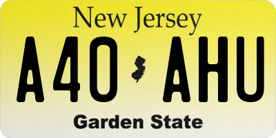 NJ license plate A40AHU