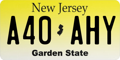NJ license plate A40AHY