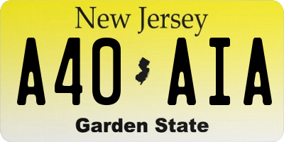 NJ license plate A40AIA