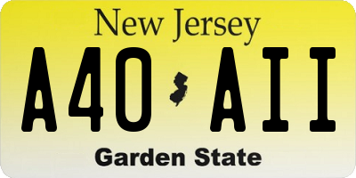 NJ license plate A40AII