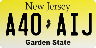NJ license plate A40AIJ