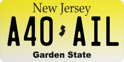 NJ license plate A40AIL