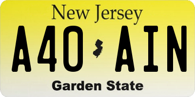 NJ license plate A40AIN