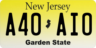 NJ license plate A40AIO