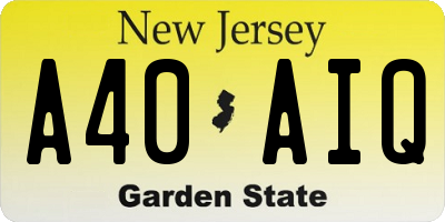 NJ license plate A40AIQ