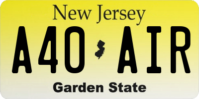 NJ license plate A40AIR