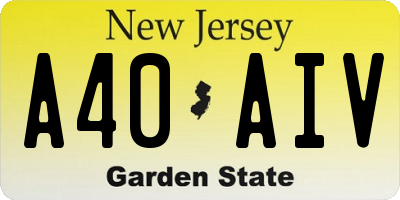 NJ license plate A40AIV