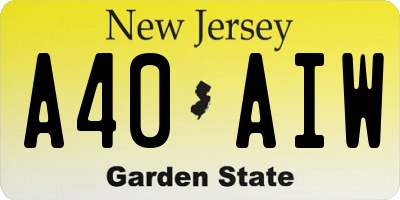 NJ license plate A40AIW