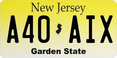 NJ license plate A40AIX