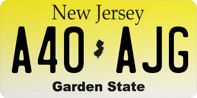 NJ license plate A40AJG