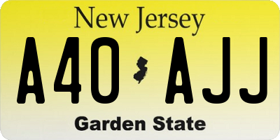 NJ license plate A40AJJ
