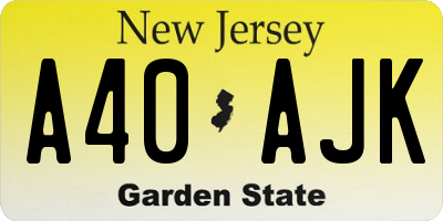 NJ license plate A40AJK