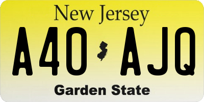 NJ license plate A40AJQ