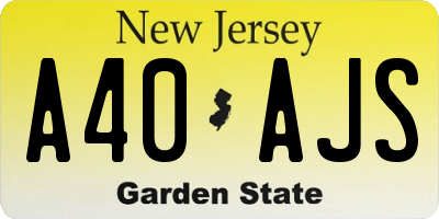 NJ license plate A40AJS