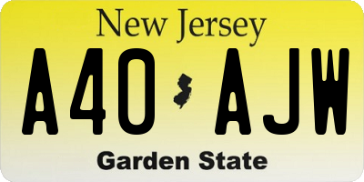 NJ license plate A40AJW