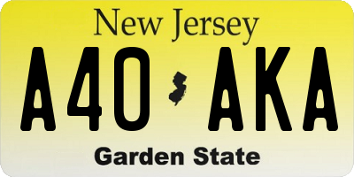 NJ license plate A40AKA