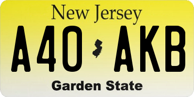 NJ license plate A40AKB