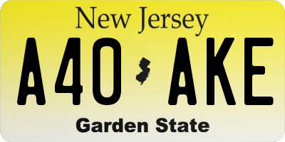 NJ license plate A40AKE