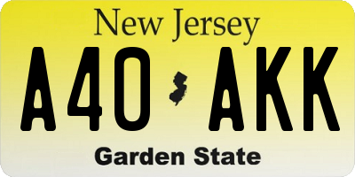 NJ license plate A40AKK