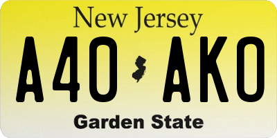NJ license plate A40AKO