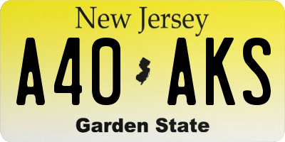 NJ license plate A40AKS