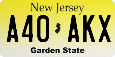 NJ license plate A40AKX