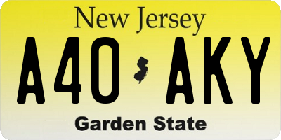 NJ license plate A40AKY