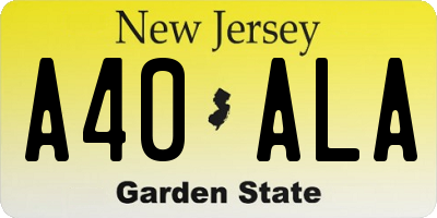 NJ license plate A40ALA
