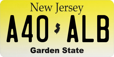 NJ license plate A40ALB