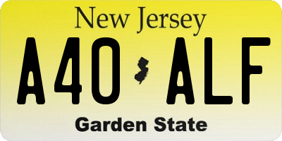 NJ license plate A40ALF